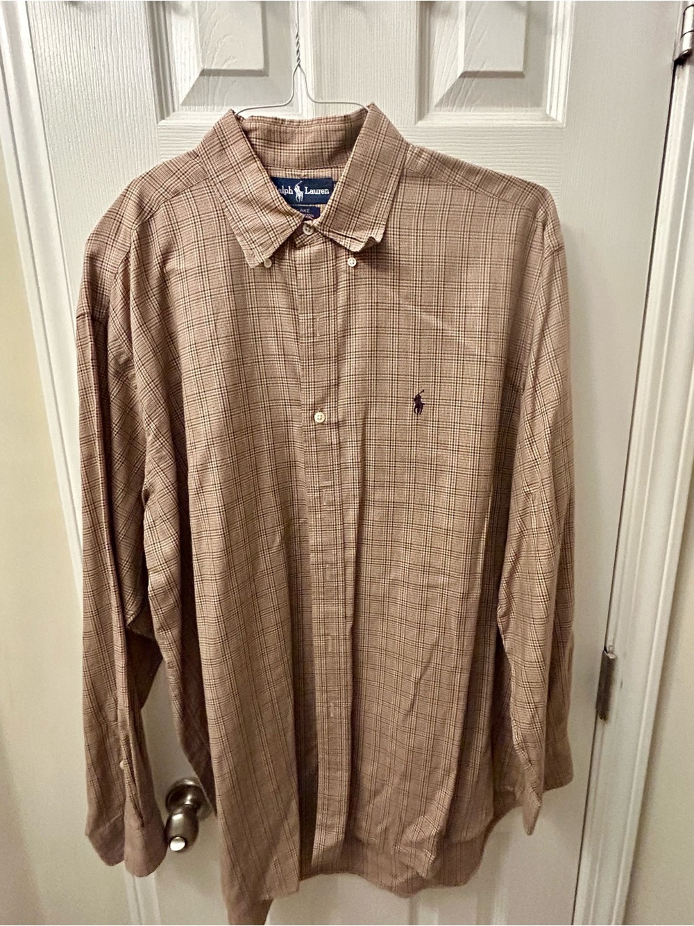 Ralph Lauren Men's Beige Plaid Button-Down Shirt
